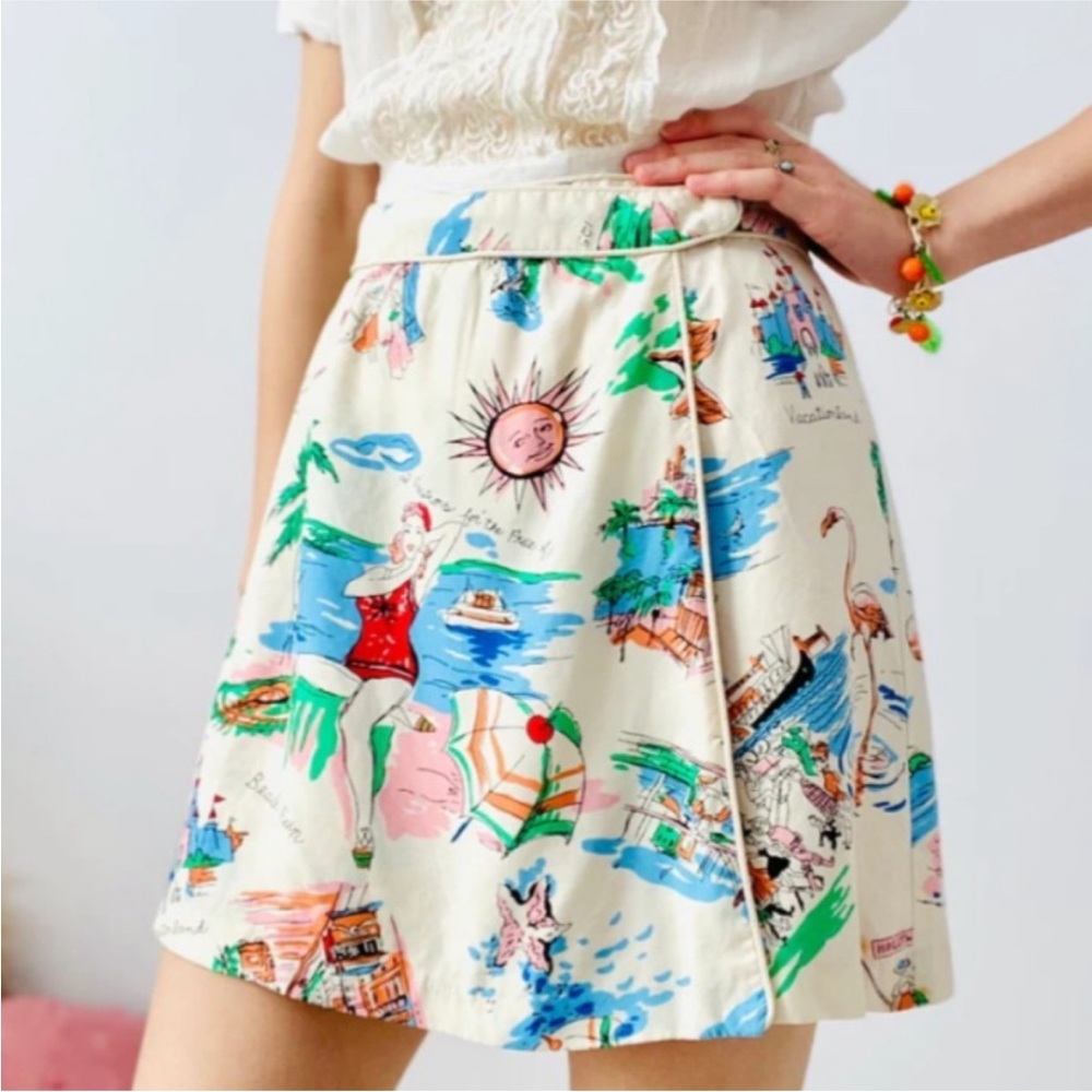 Vintage Multicolor Graphic Skort